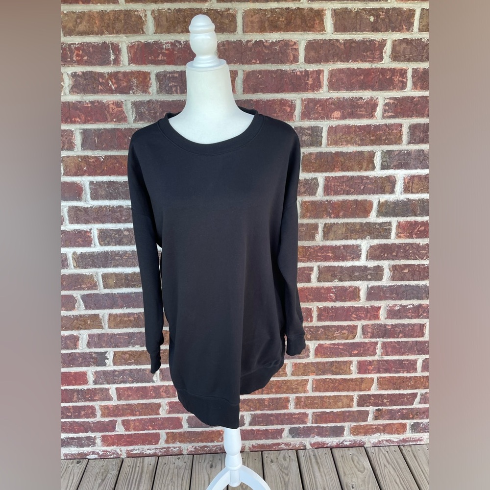 Women’s Black Old Navy Tunic Longer Crewcut Sweatshirt Size Large